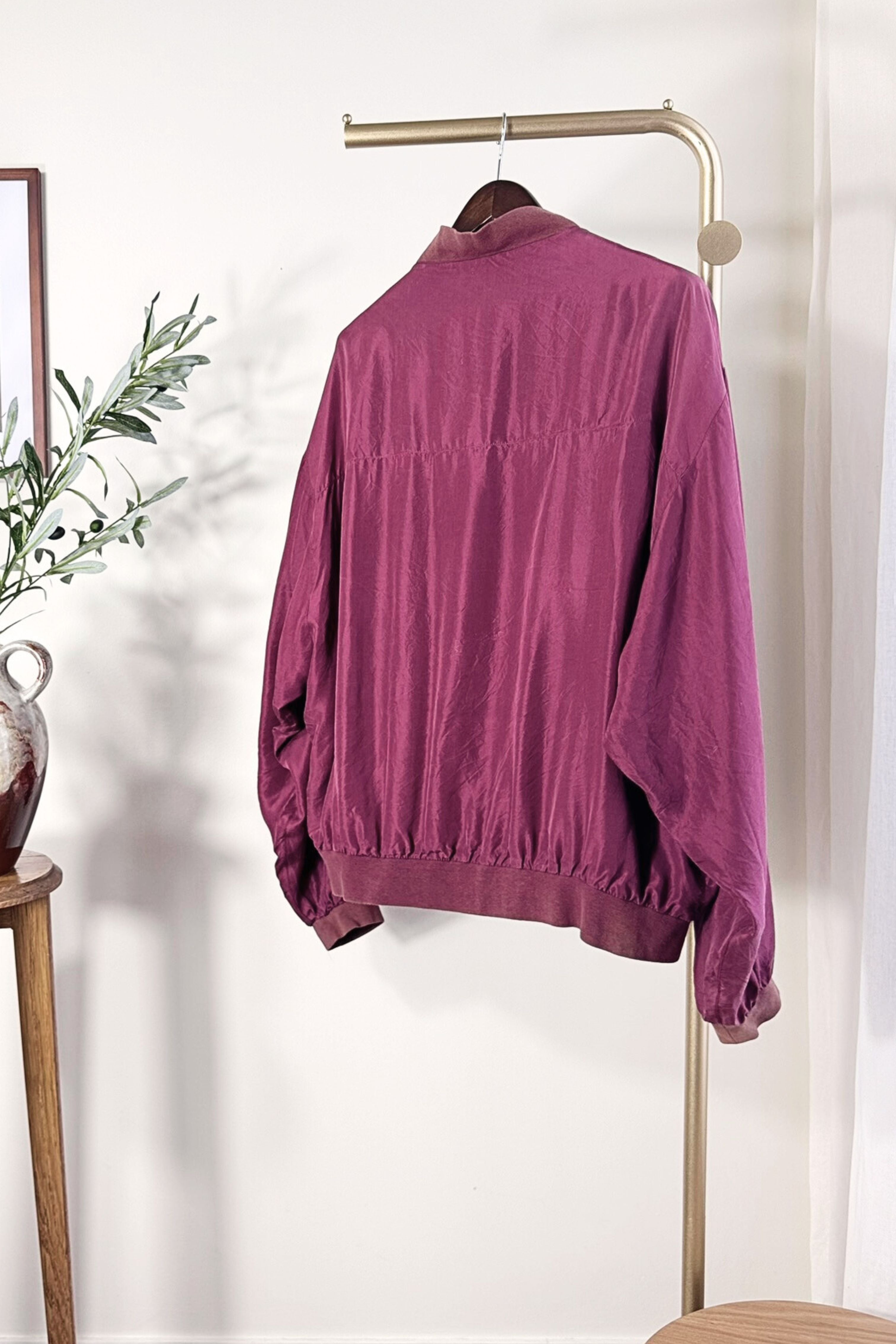 Pink silk bomber jacket