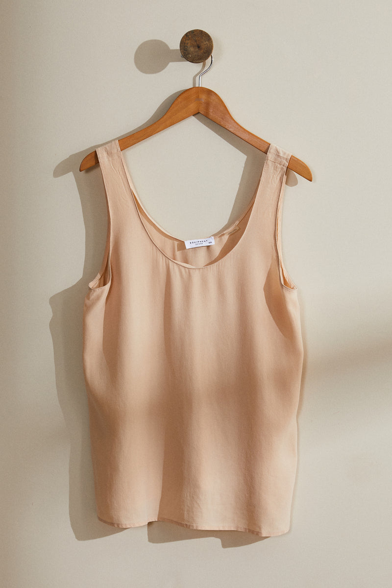 Beige silk tank top