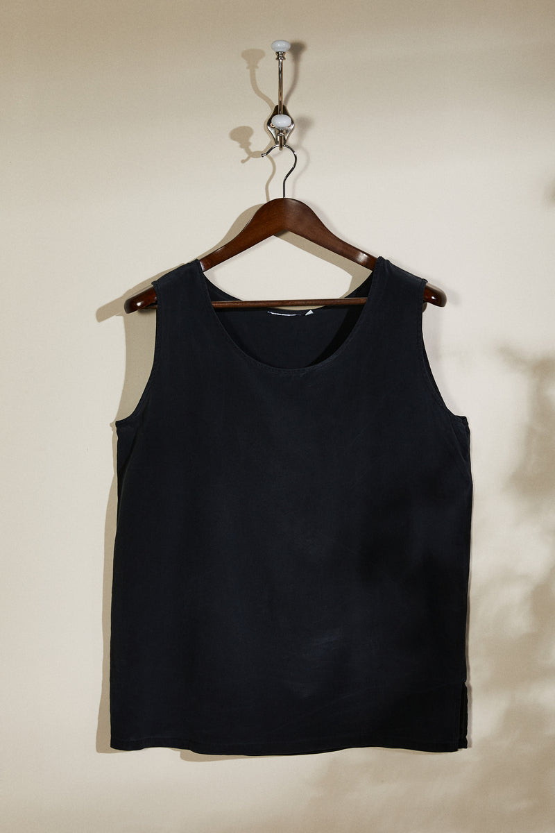 Black silk tank top
