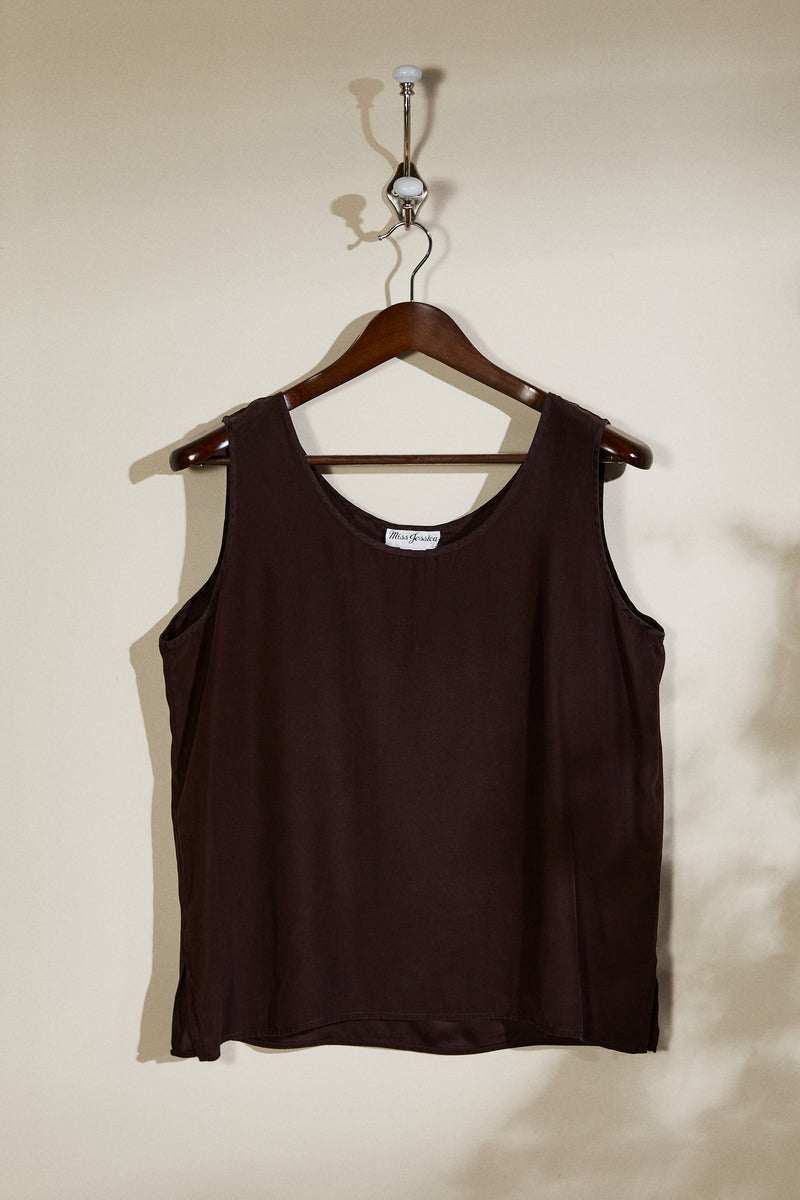 Brown silk tank top