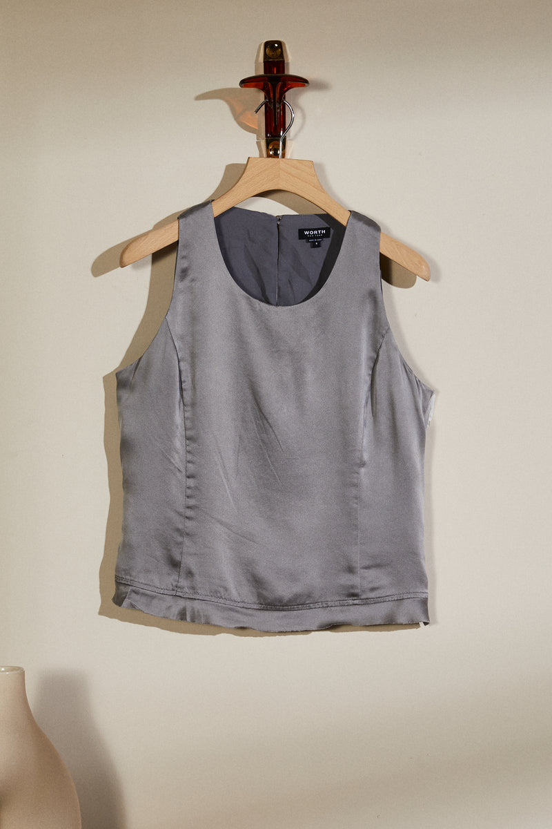 Gray silk tank top