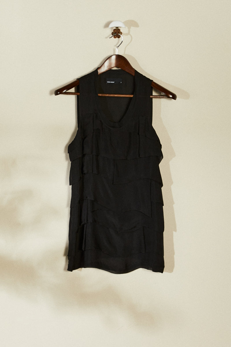 Black silk tank top