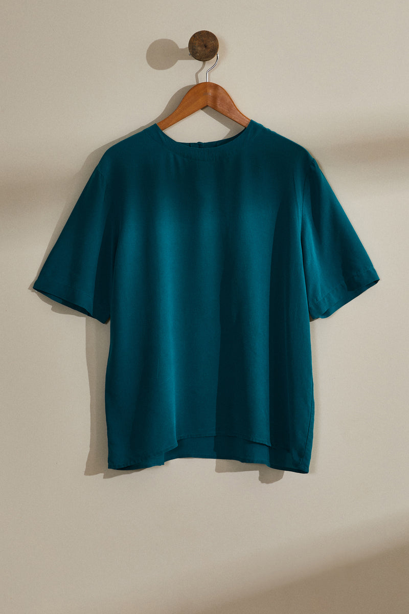 Green silk blouse