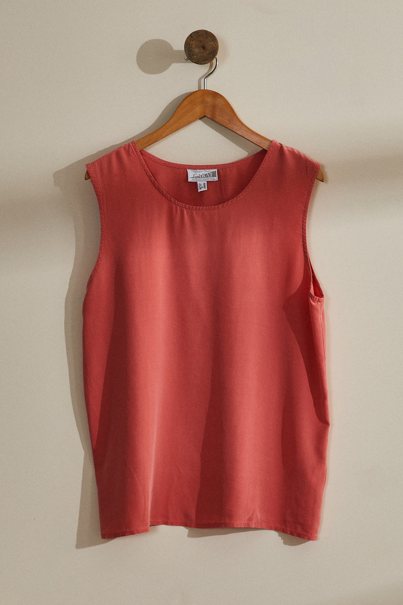 Pink silk tank top