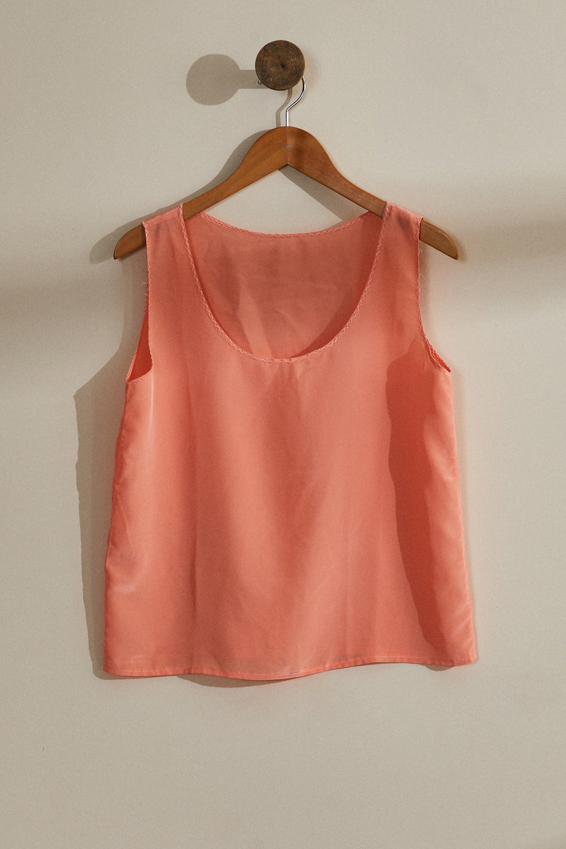 Pink silk tank top