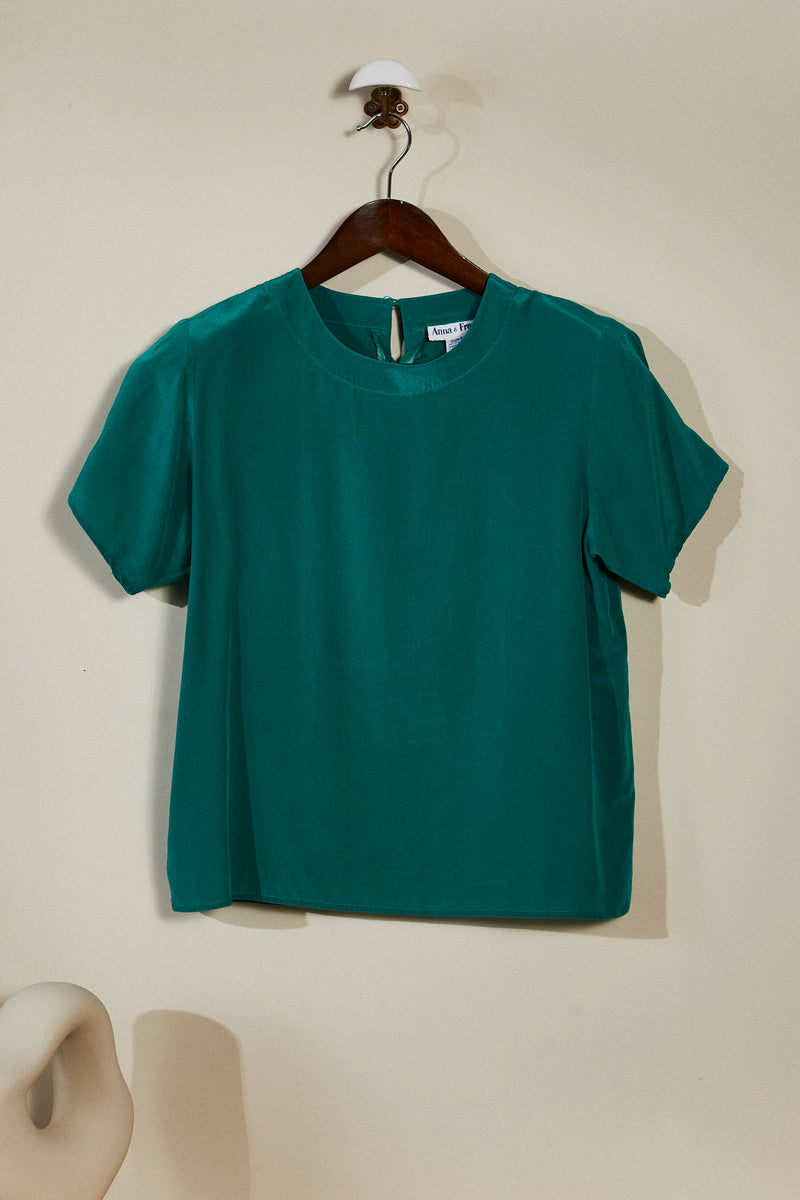 Blouse en soie vert sapin