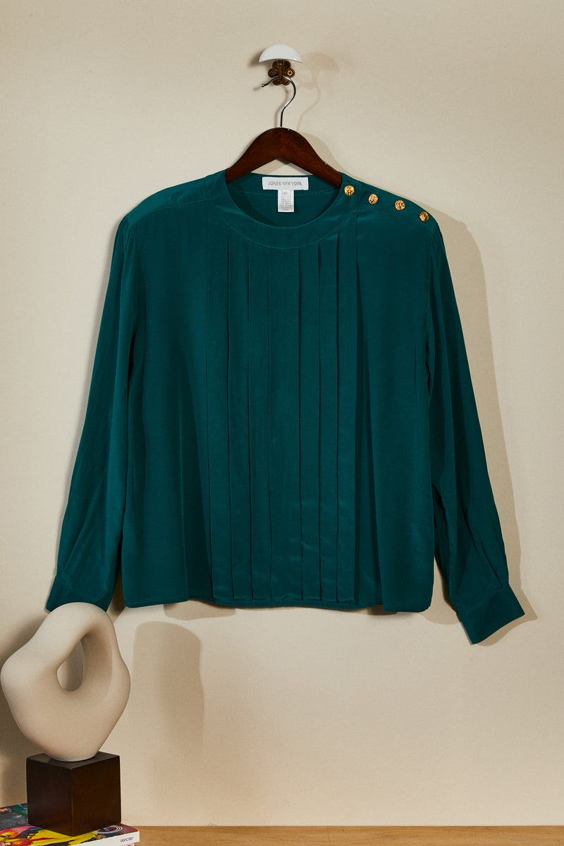 Green silk blouse