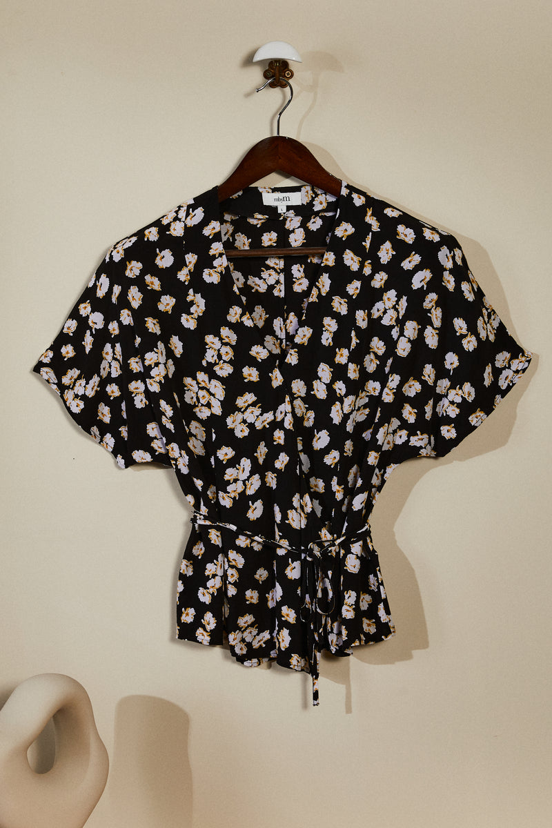 Black wrap blouse