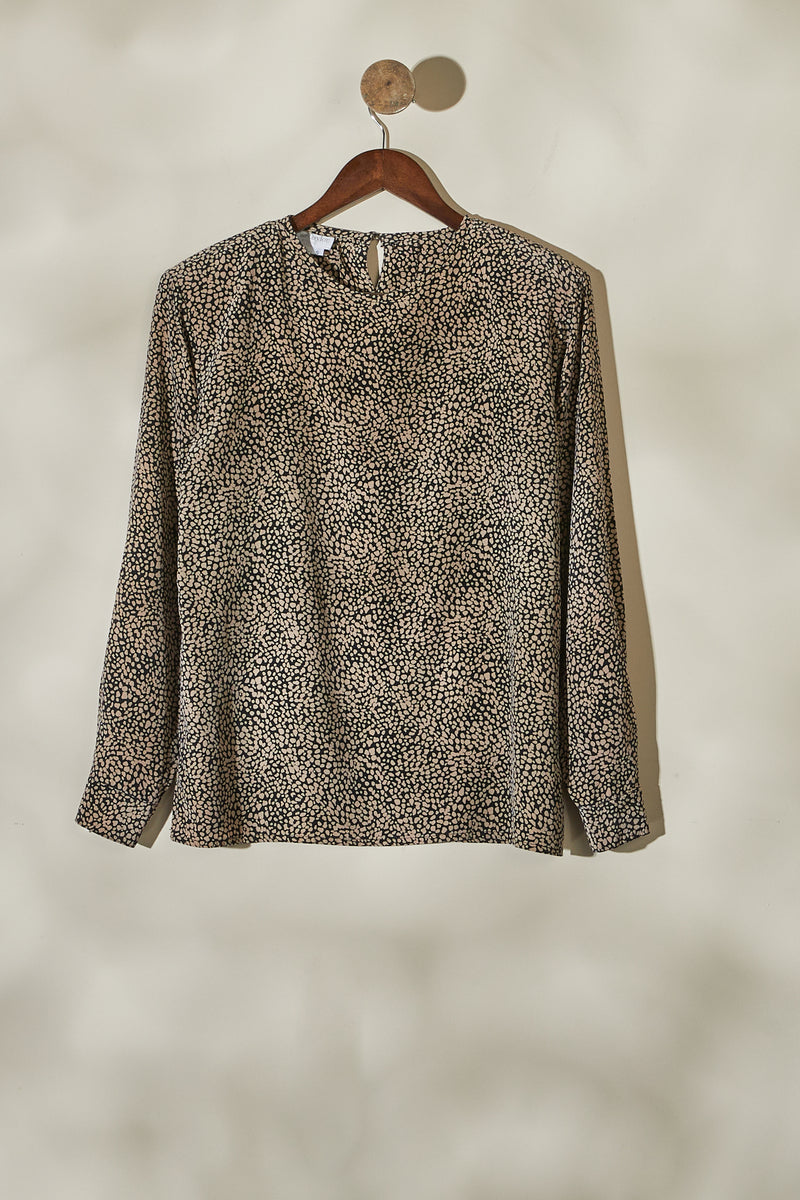 Beige polka dot silk blouse