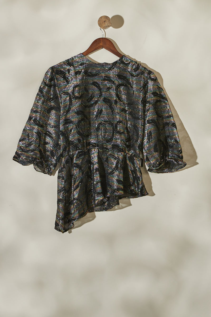 Black fitted sequin blouse