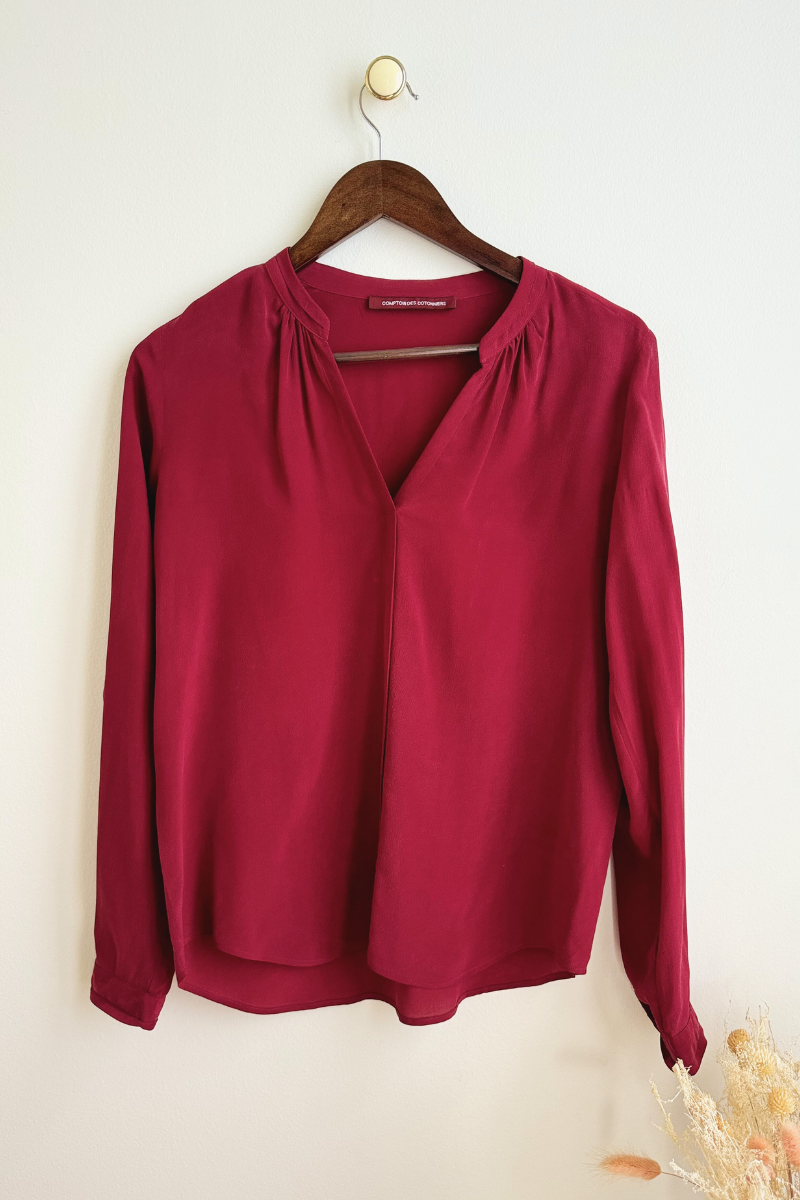 Blouse en soie fluide fuchsia
