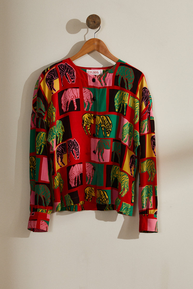 Animal silk blouse