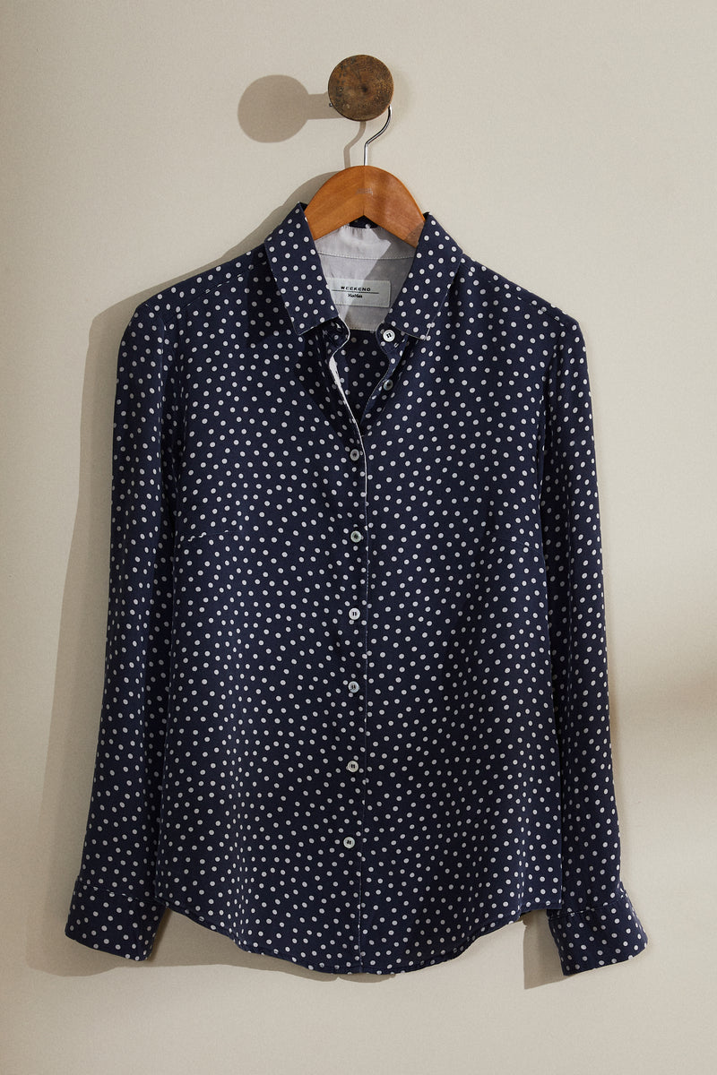 Chemisier à pois en soie vintage S Années 2000