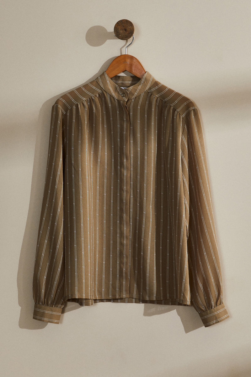 Green striped blouse
