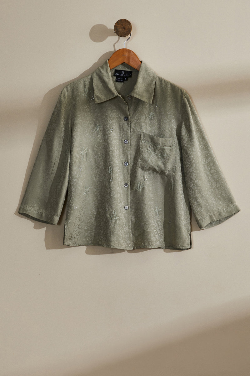 Embroidered silk shirt