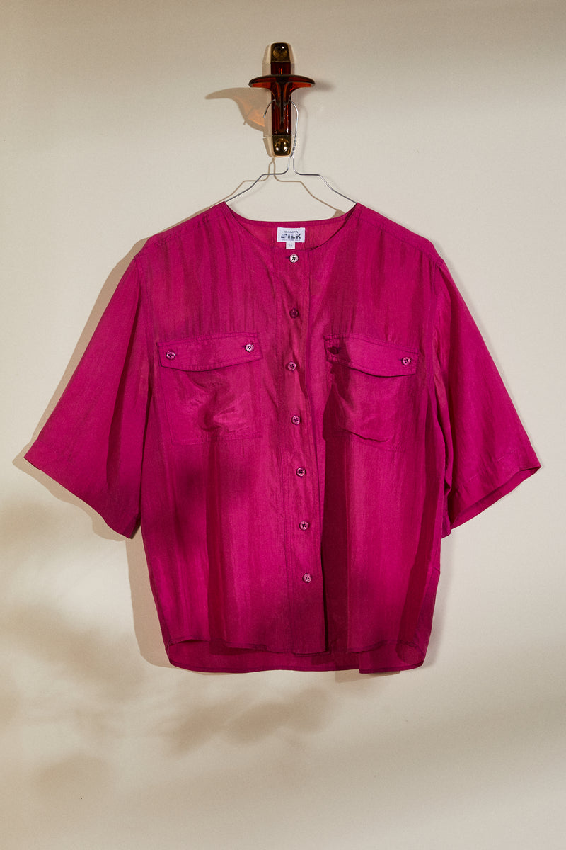 Chemisier en soie rose fuchsia