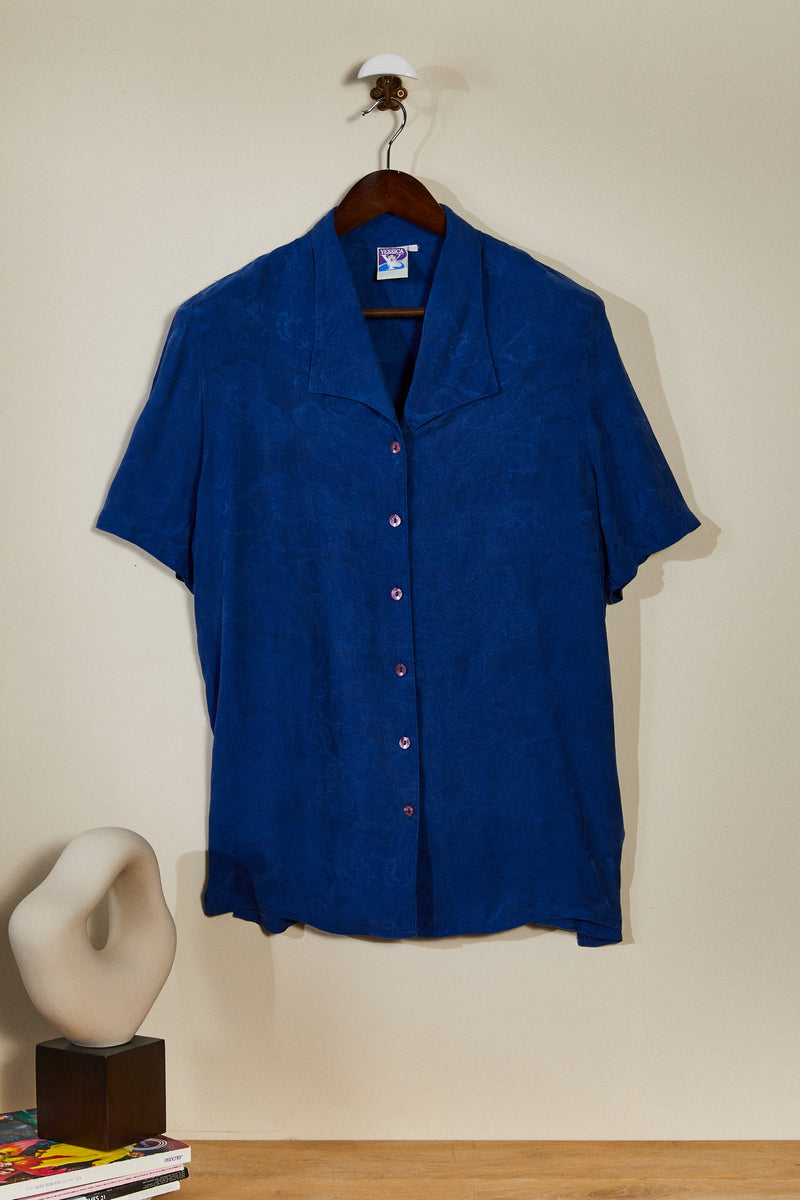 Blue silk blouse