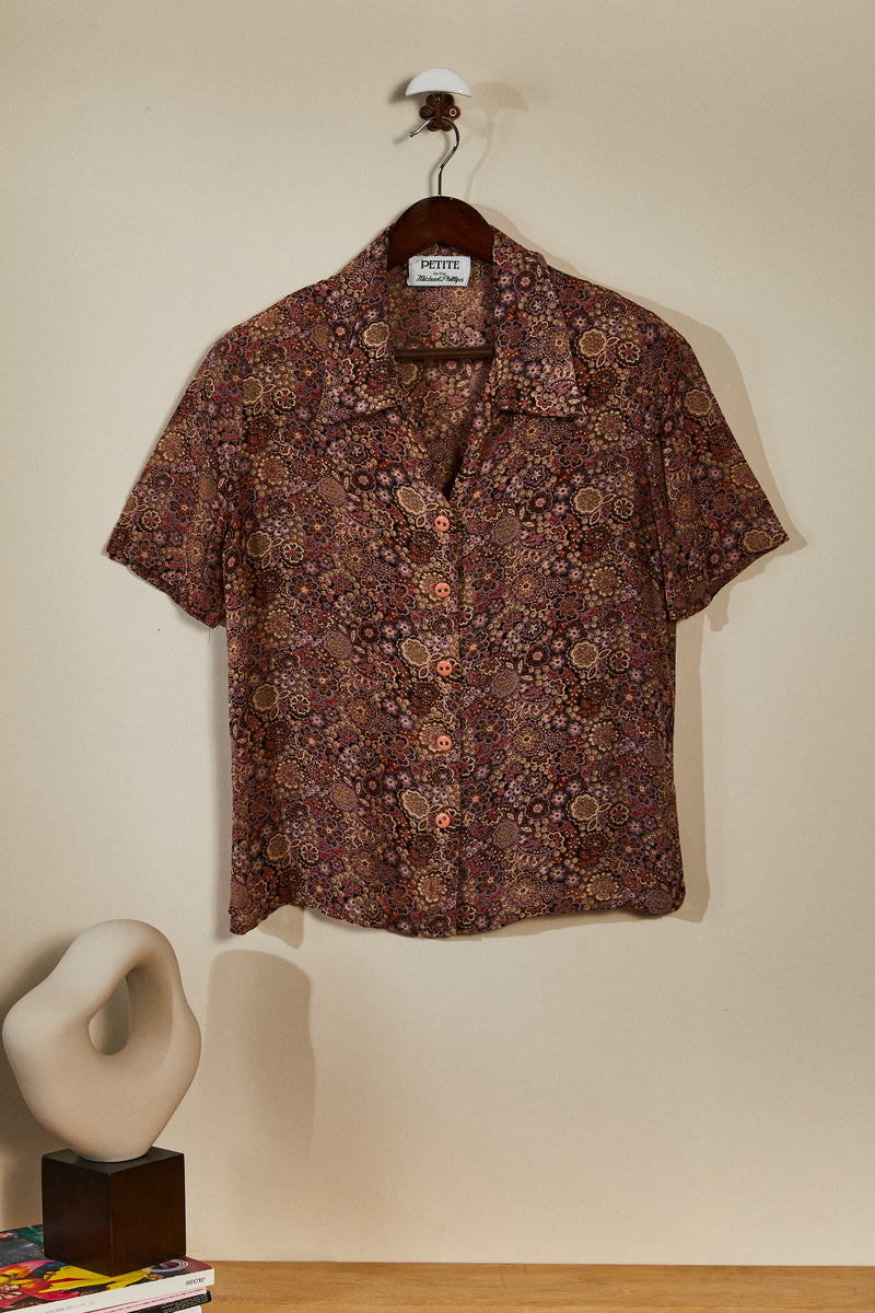 Pink floral straight blouse