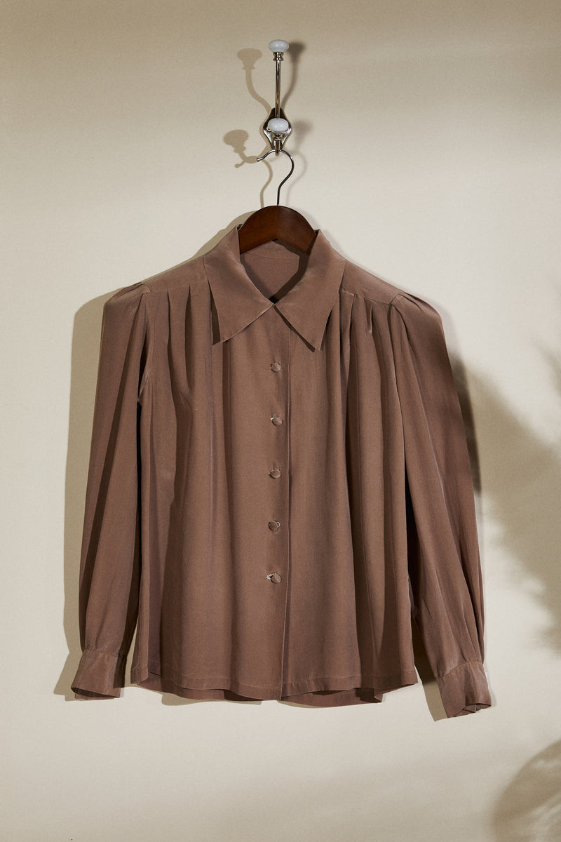 Taupe silk blouse