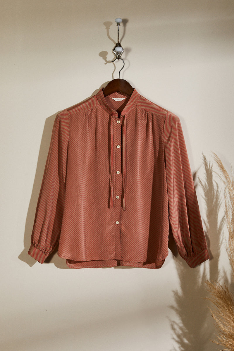 Pink striped silk blouse