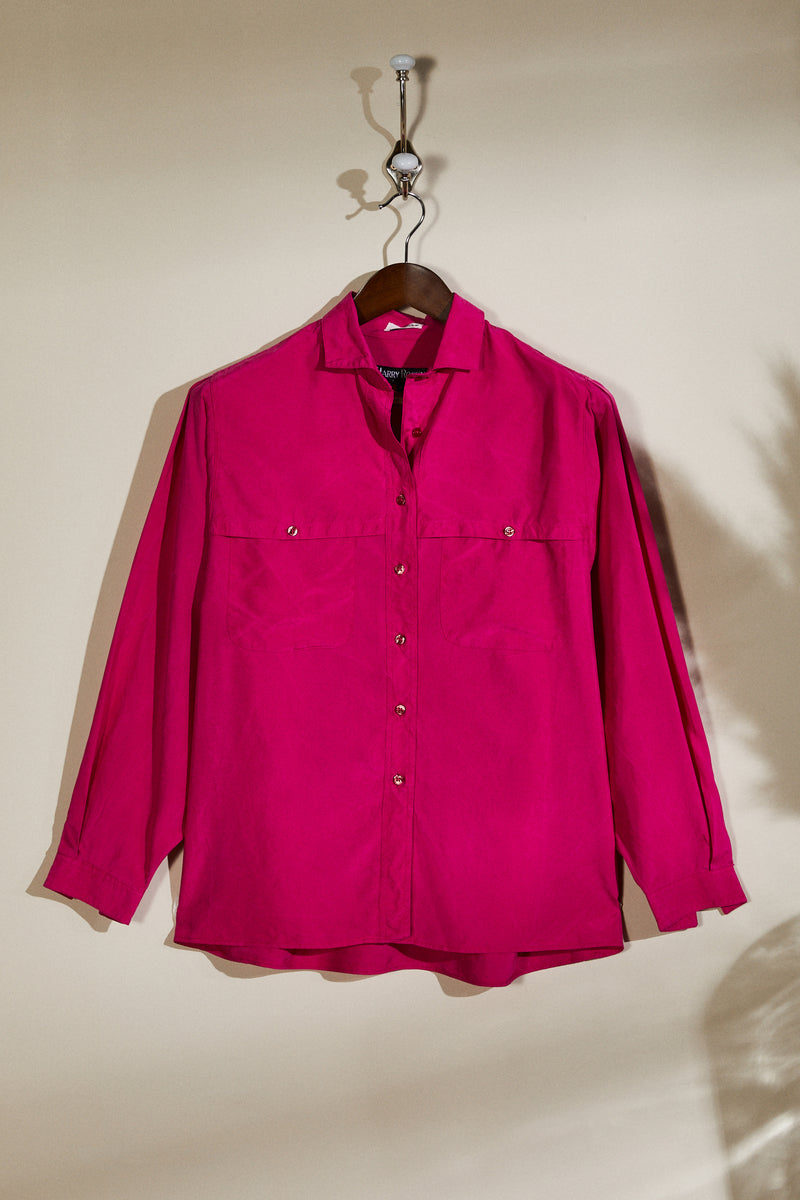 Chemisier en soie fuchsia