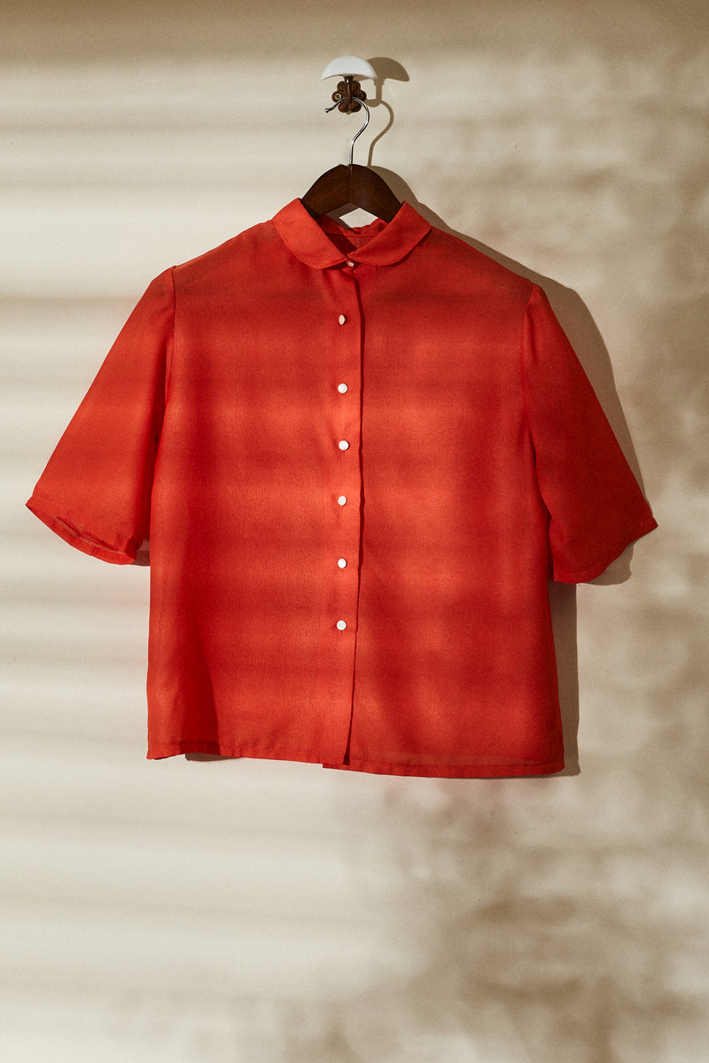 Orange peter pan collar shirt
