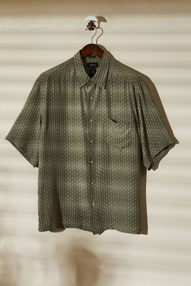 Green patterned silk shirt