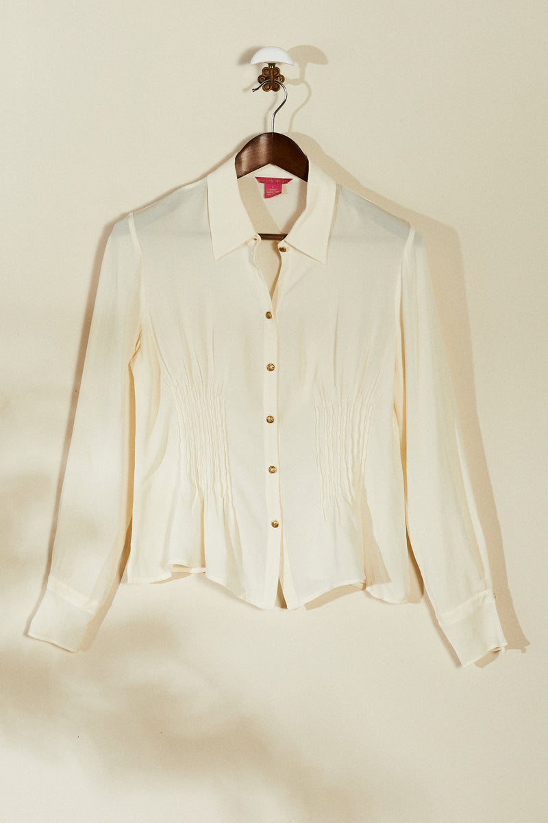 Ecru fitted silk shirt