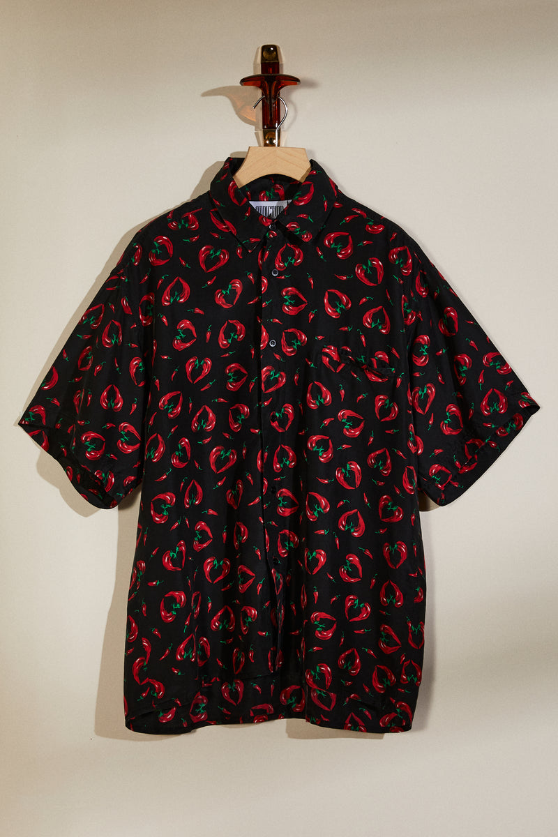 Black printed silk shirt