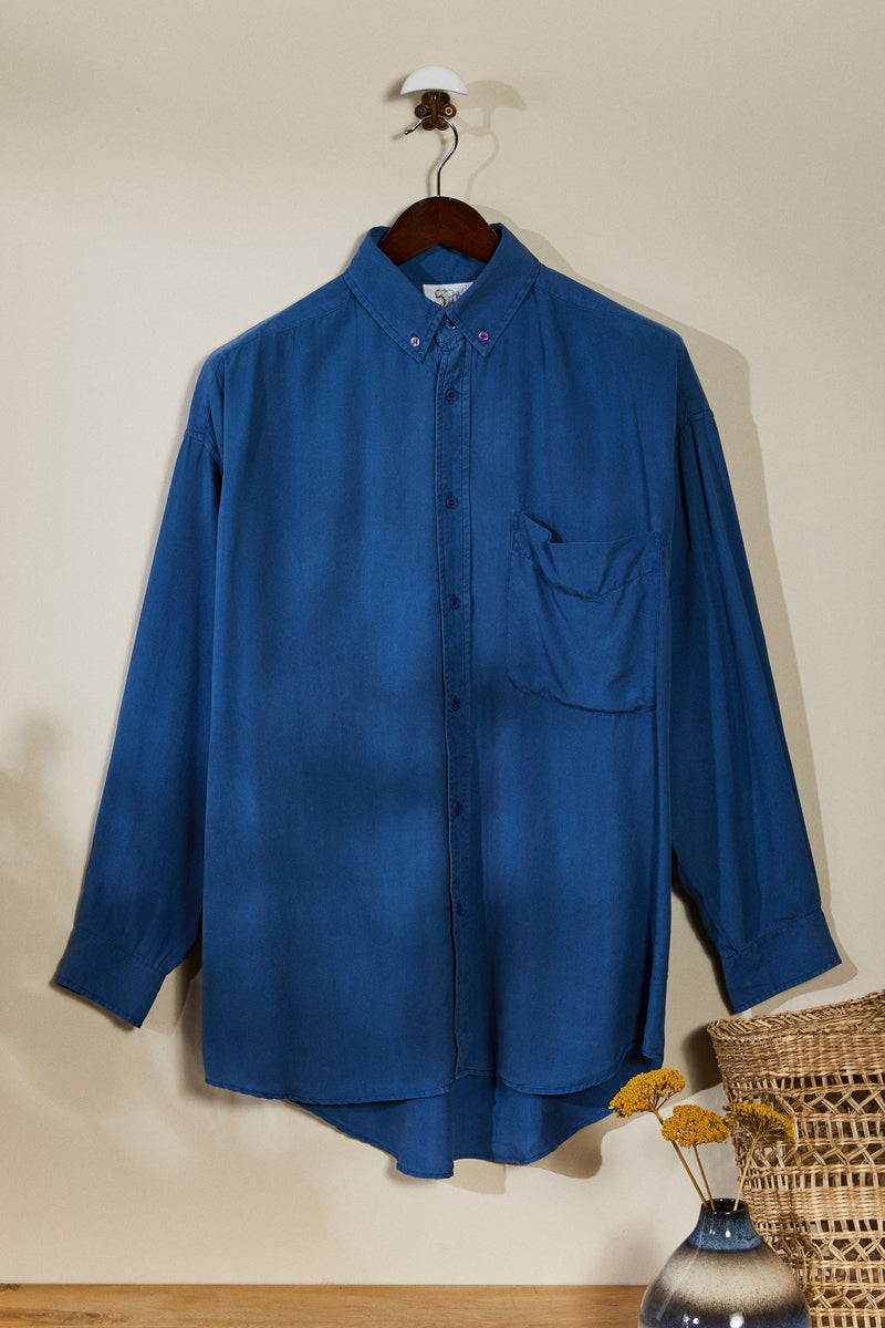 Classic blue silk shirt