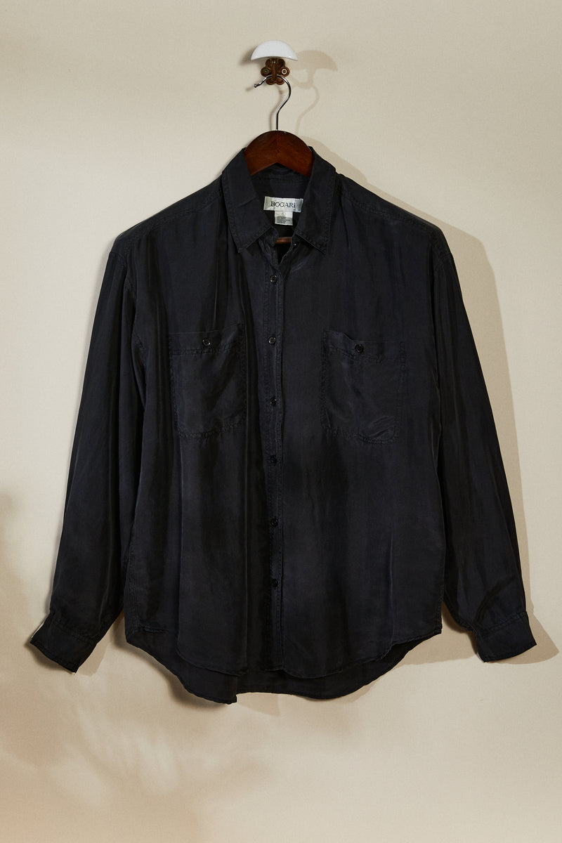 Straight black silk shirt