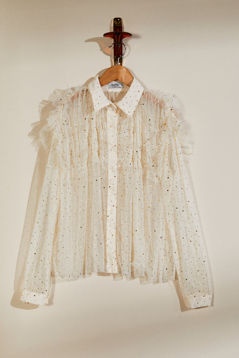 Gold polka dot shirt