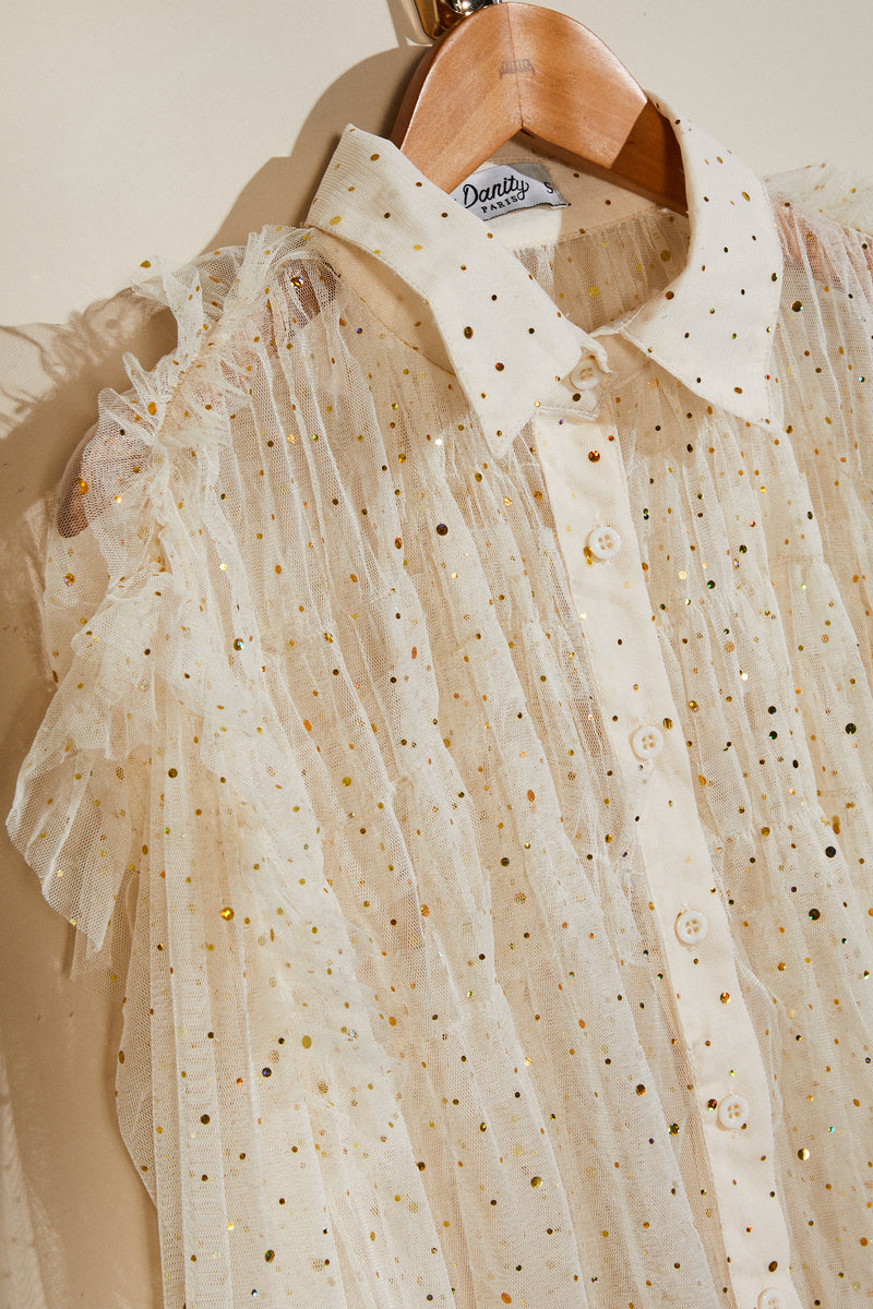 Gold polka dot shirt