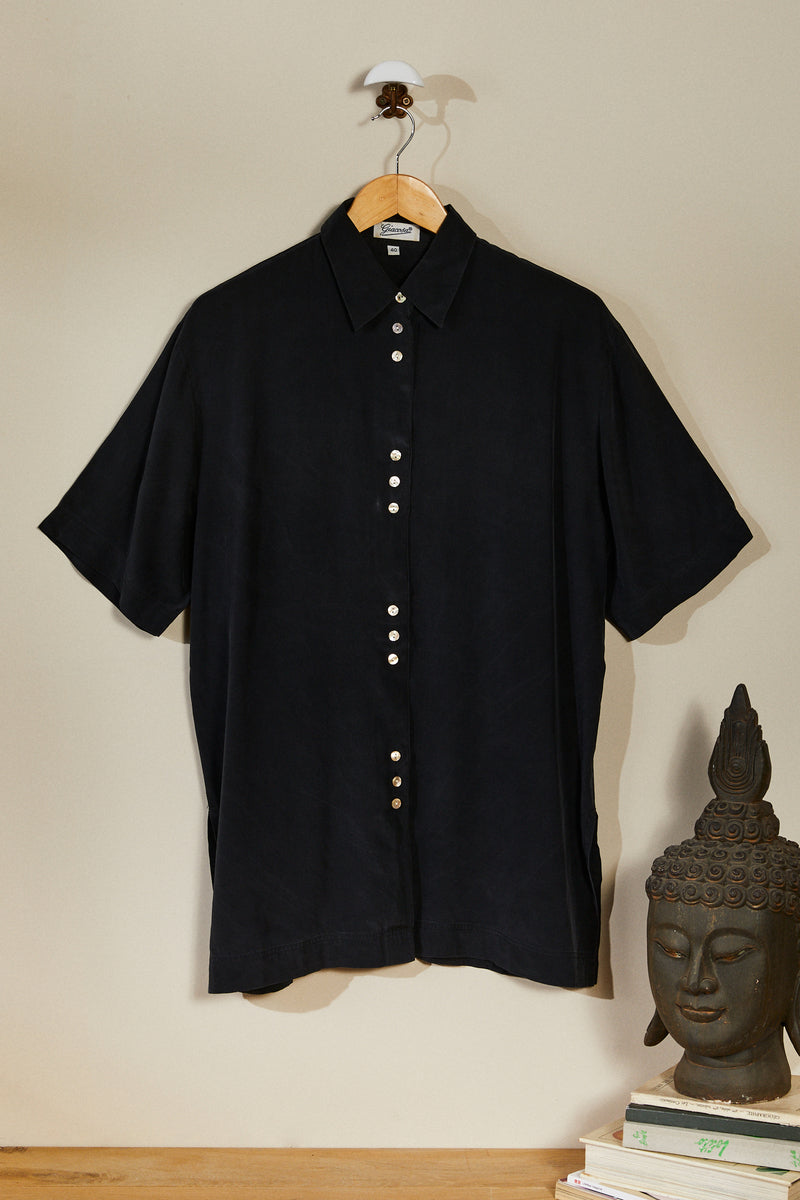 Black silk shirt