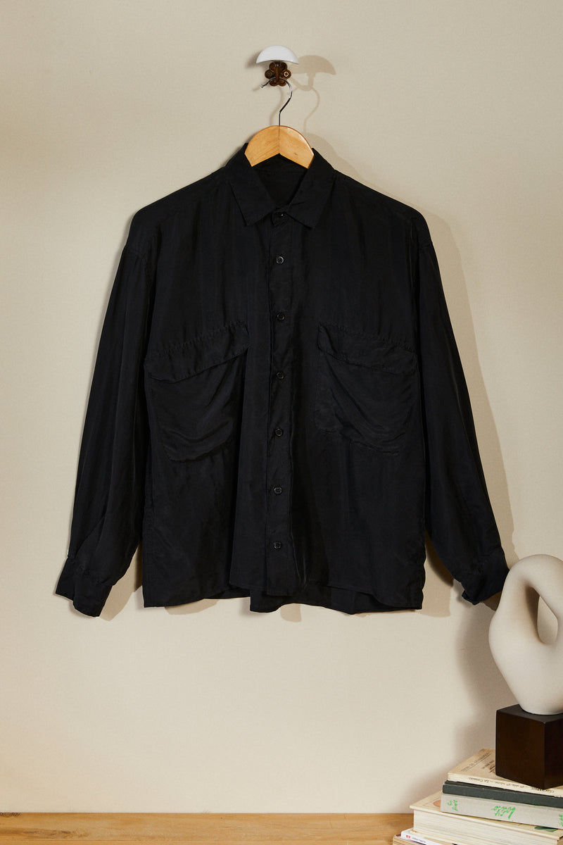 Black silk shirt