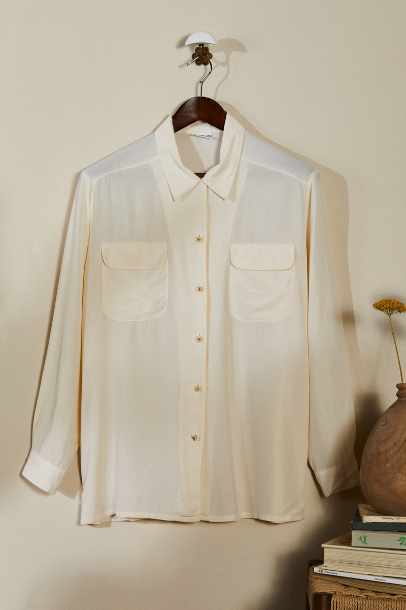 Loose ecru silk shirt