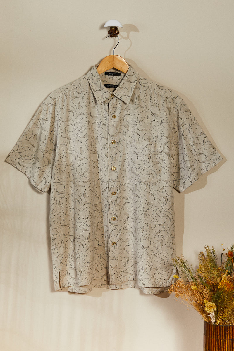 Chemise en soie imprimée grise