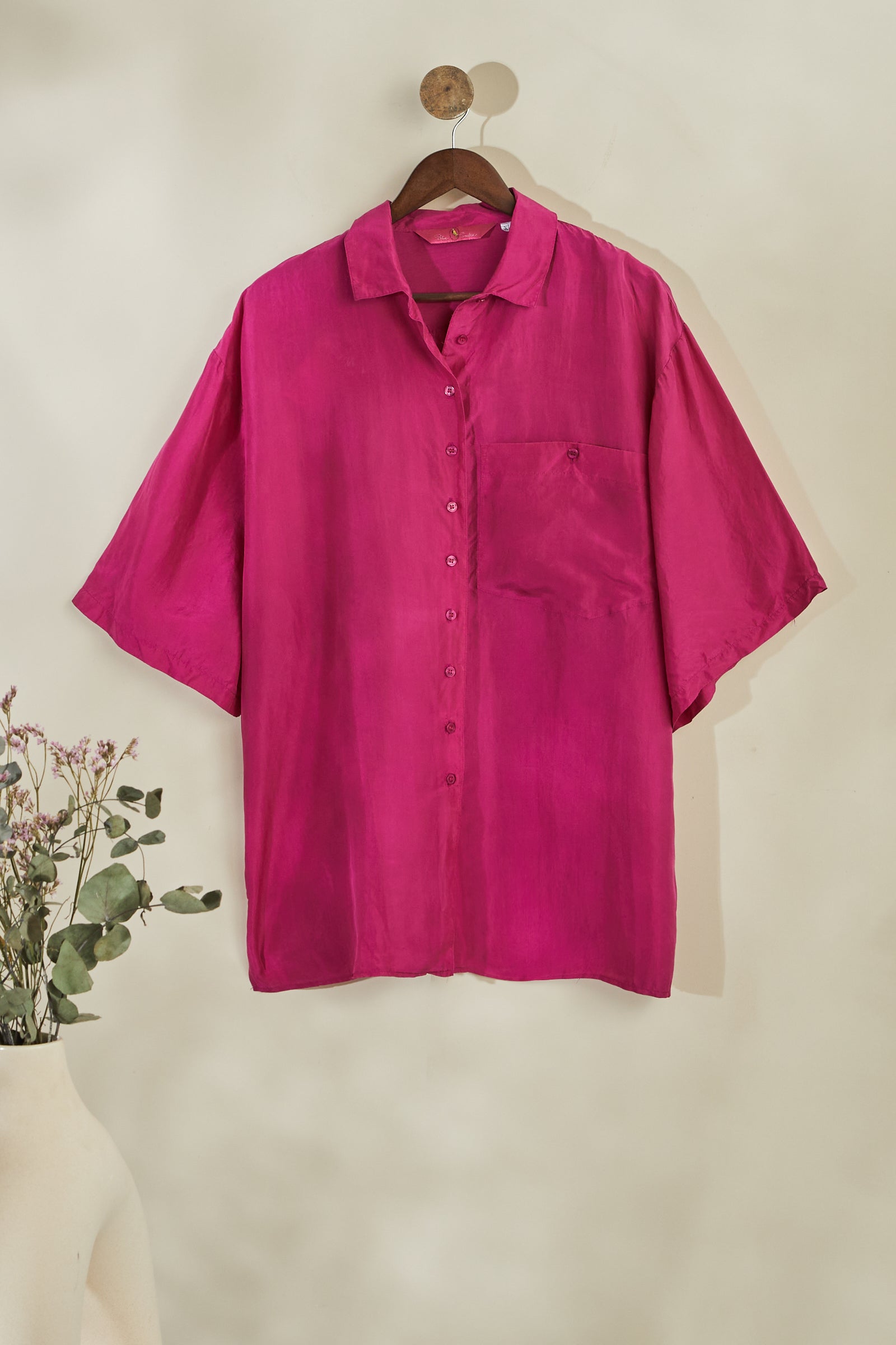 Fuchsia straight silk blouse