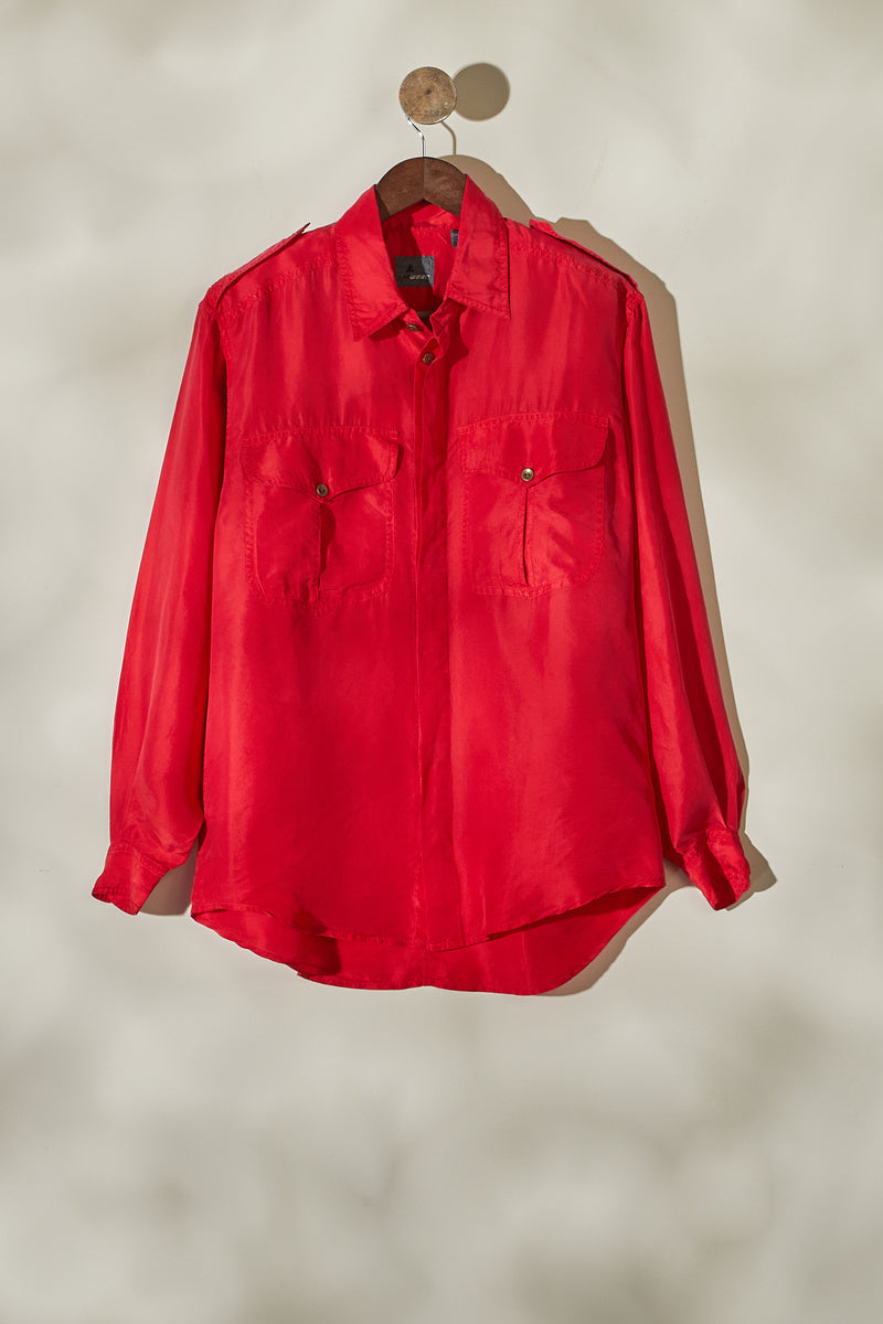 Red dressy silk blouse
