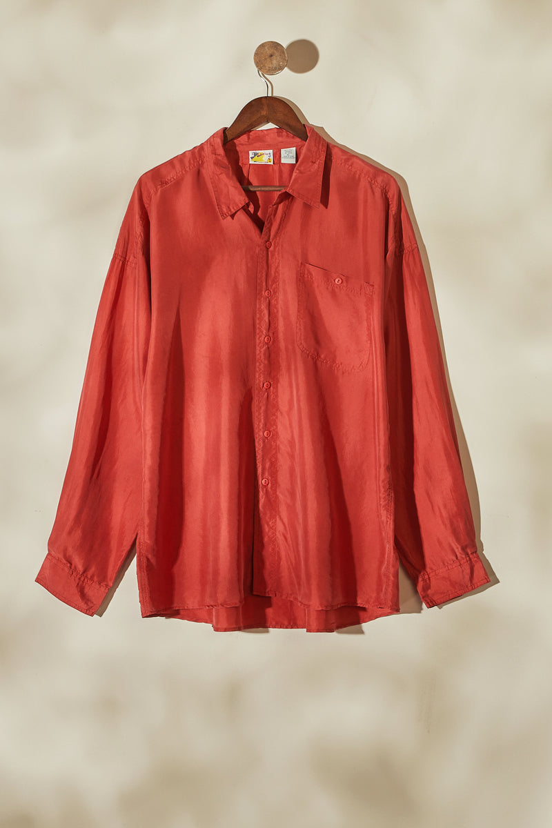 Terracotta silk blouse