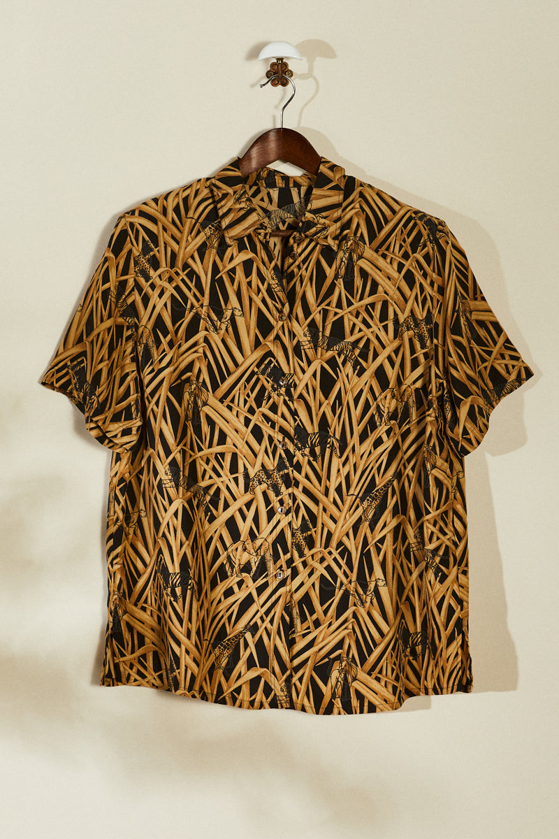 chemisier imprime animal leopard vintage xl annees 2000