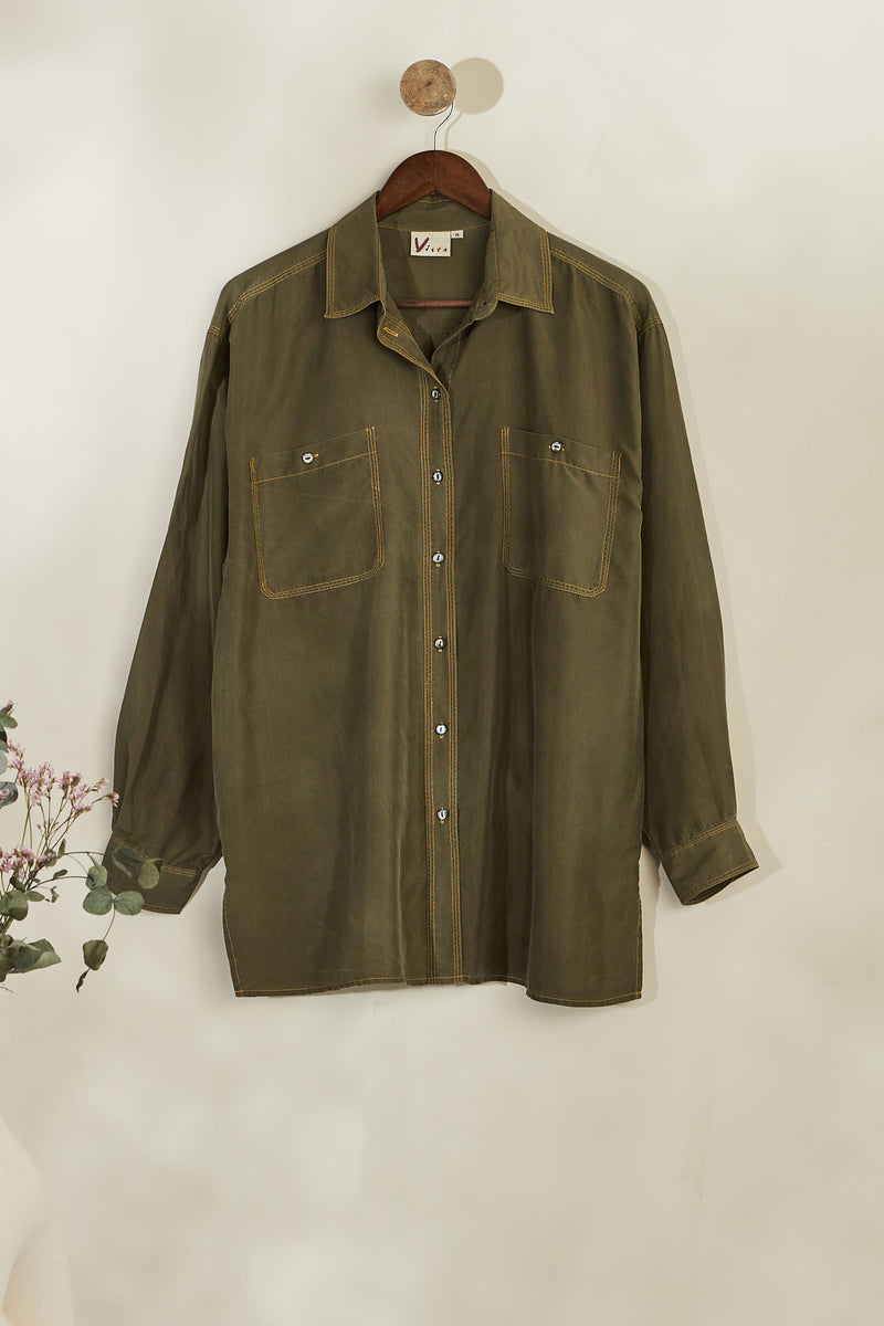 Green silk shirt