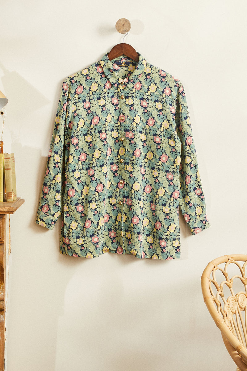 William Morris green printed blouse