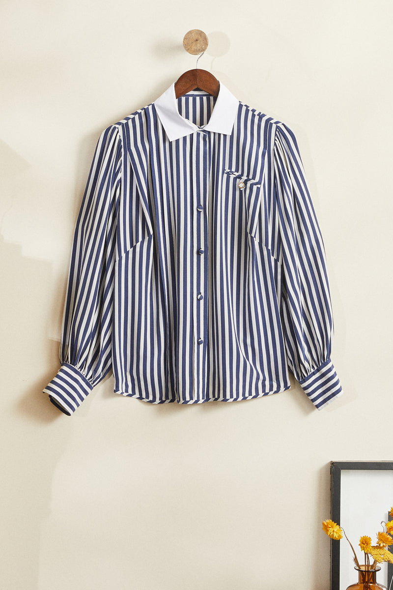 Blue striped silk blouse