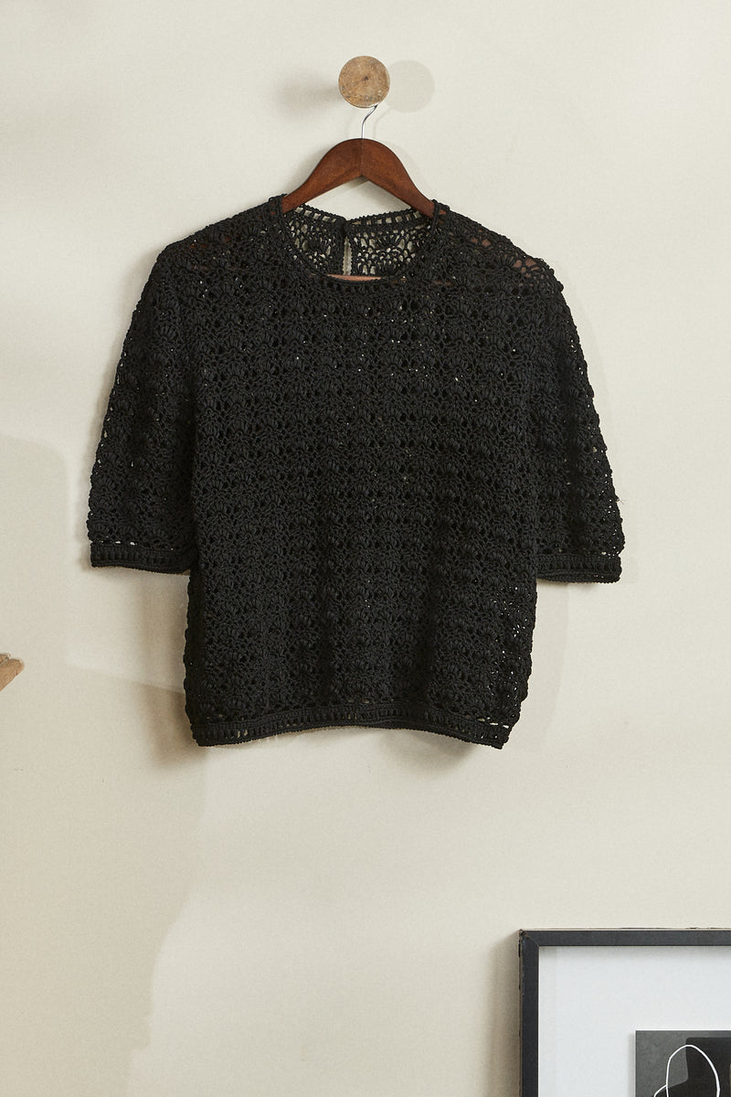 Pull en crochet noir
