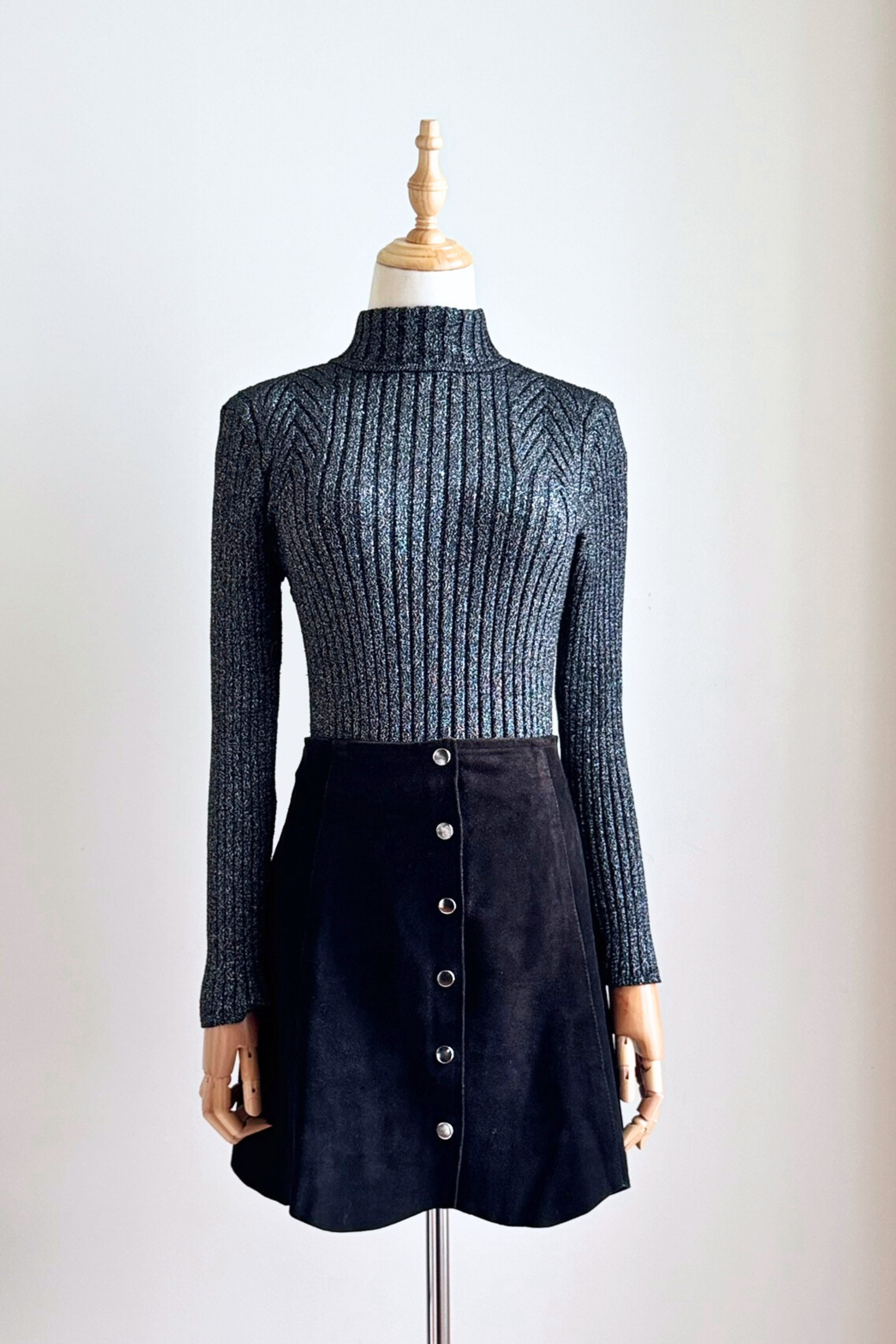 Silver gray lurex knit sweater