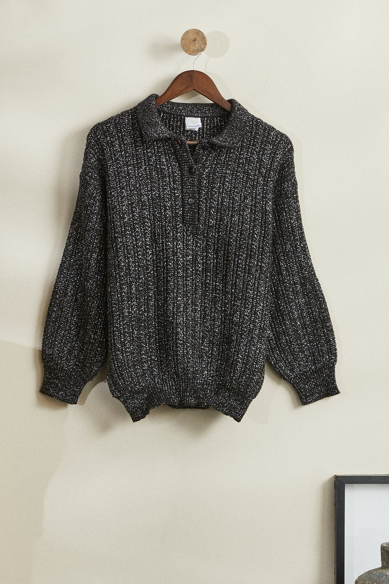 Pull épais en maille lurex noir