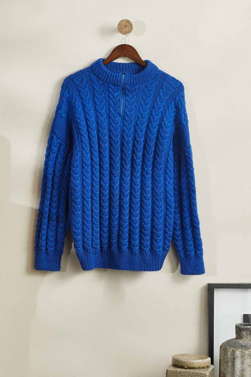 Pull grosse maille camionneur bleu