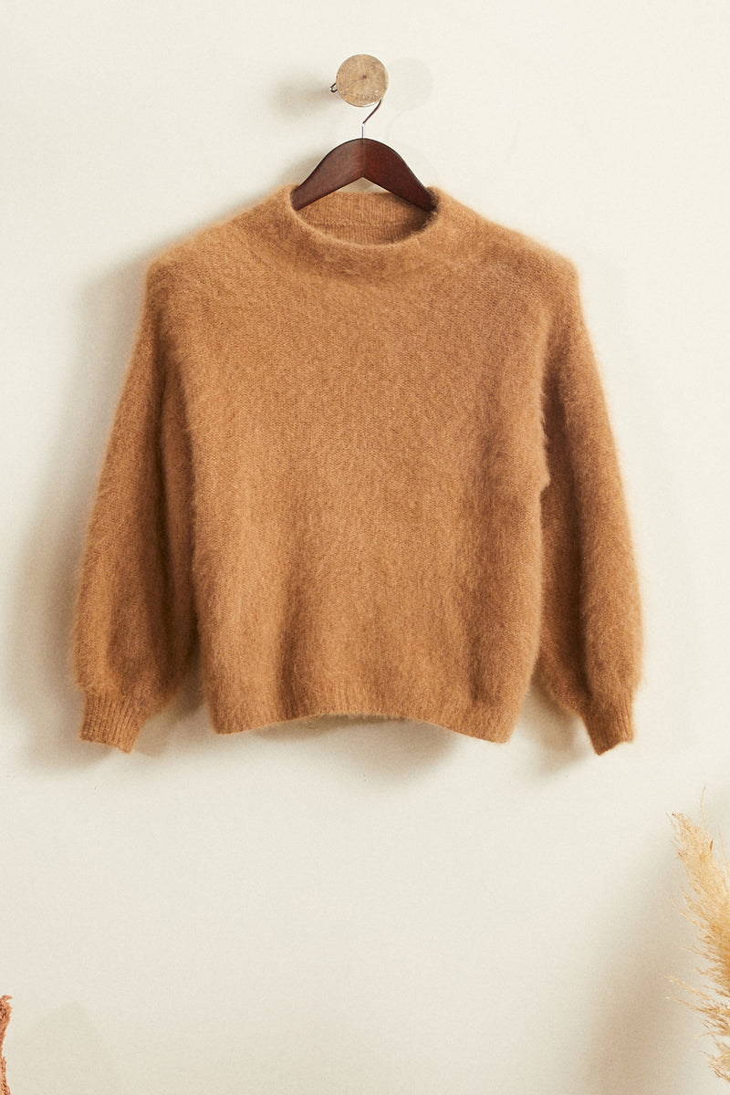 Pull angora oversize marron clair