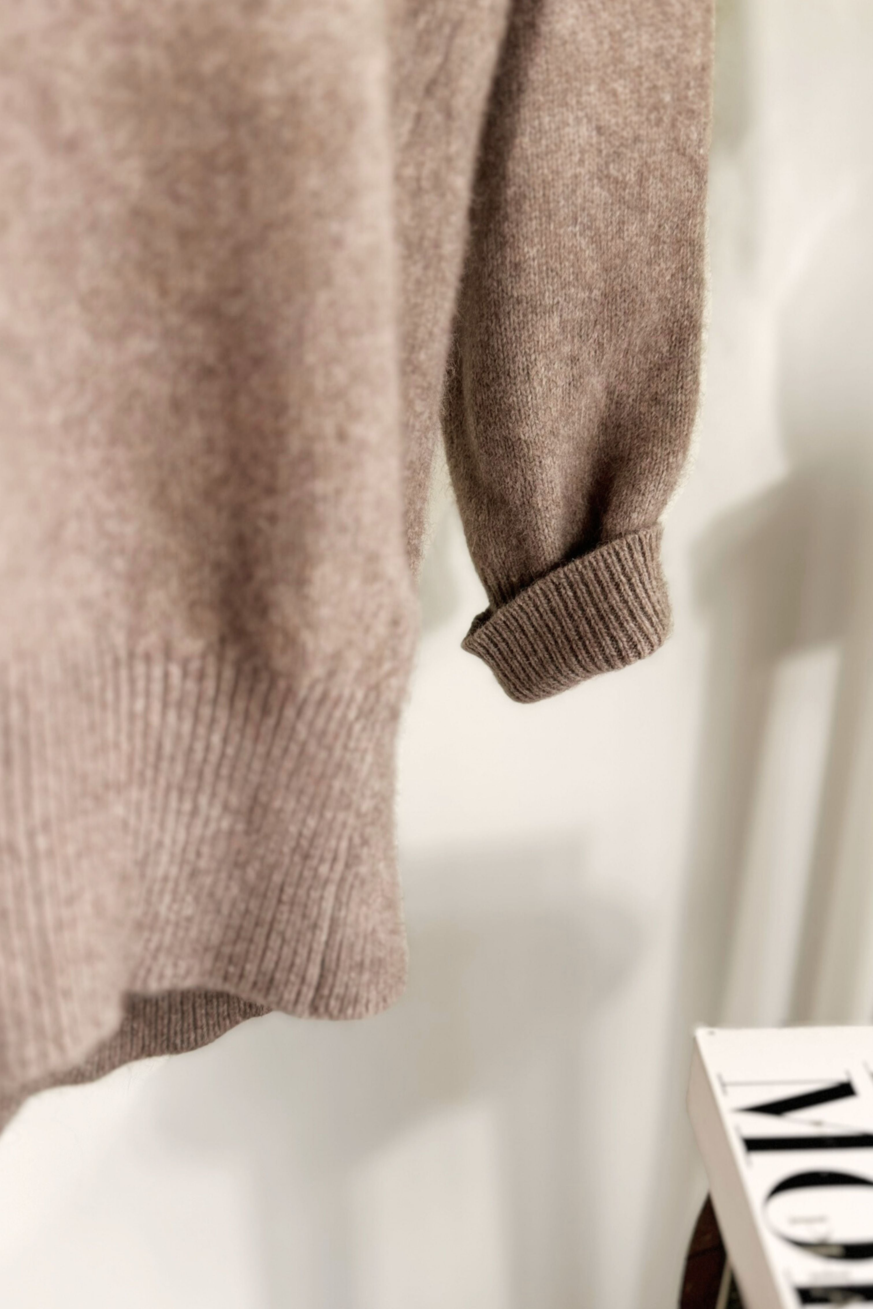 Pull en laine merinos taupe
